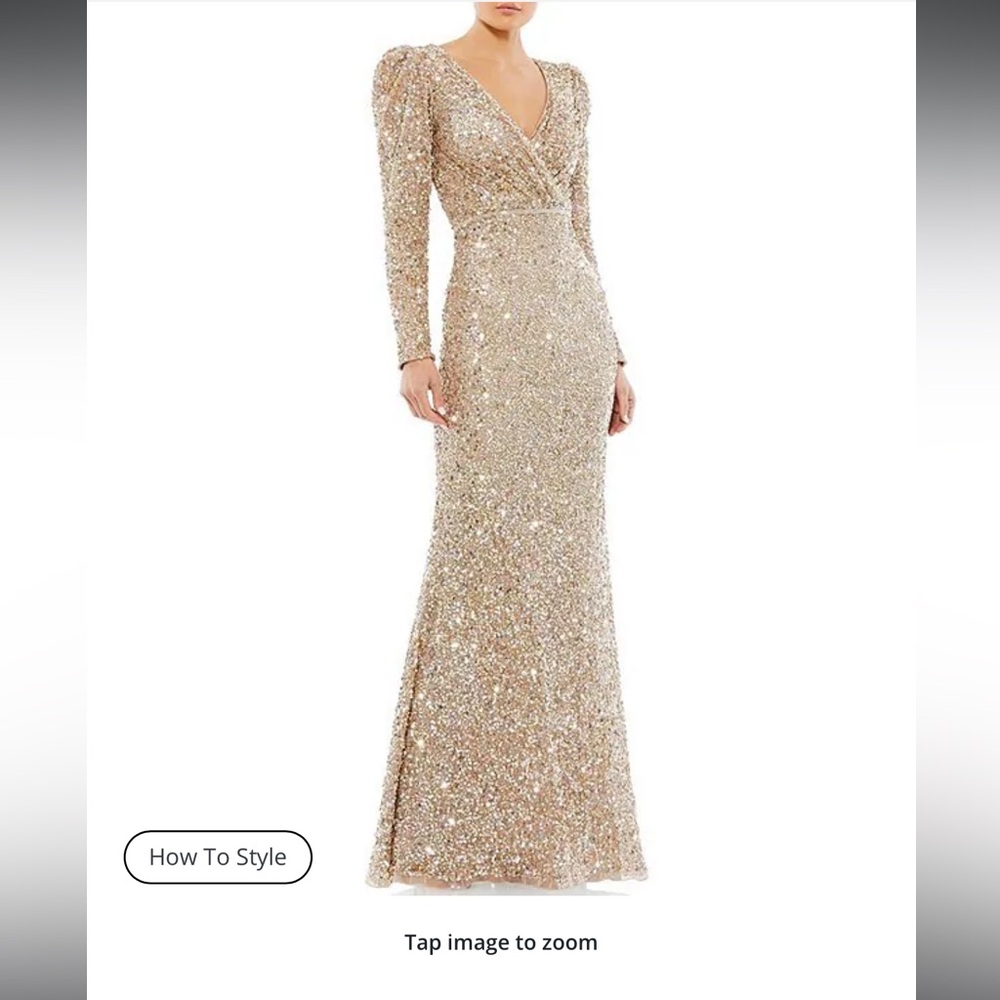 NWT Mac Duggal Elegant Nude Sequin Evening Gown